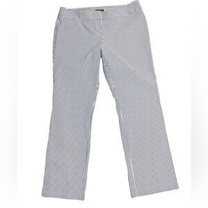 Nine West Navy Ivory Stripe Slim Cut Trouser Pants Womens Plus Size 16